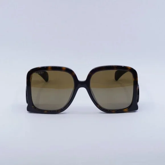 Gucci GG1326S 007 Sunglasses Dark Havana Square Frame, Brown Mirror Lenses - Picture 2 of 11